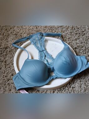 Victoria's Secret Powder Blue Lightly Padded Lace-Back Bra